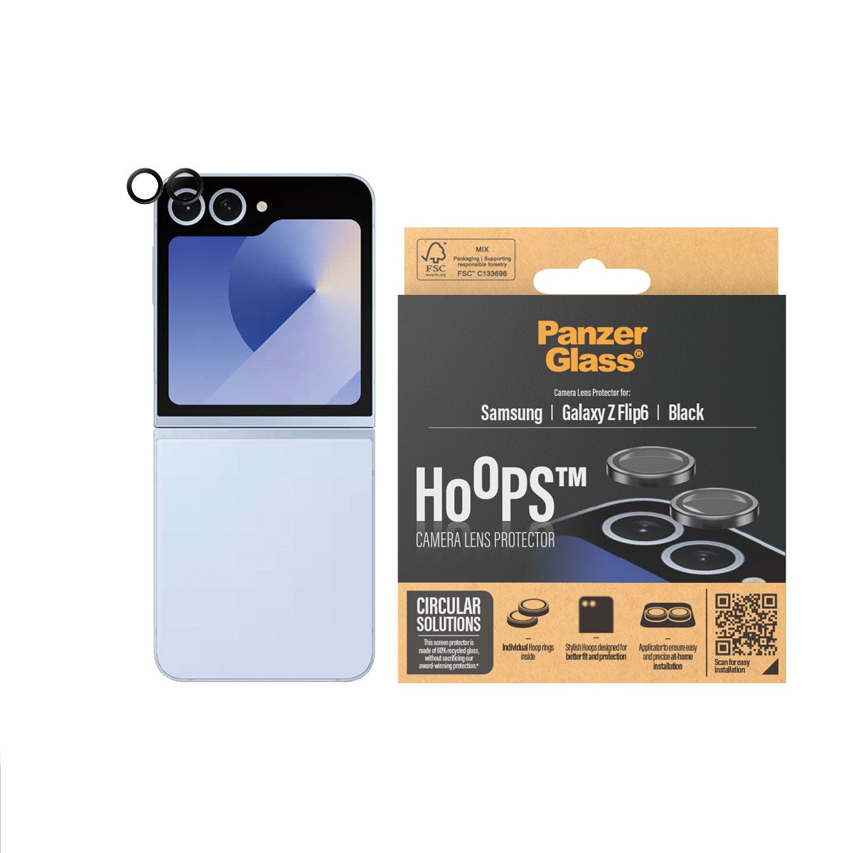 PanzerGlass® Hoops® Kameralinsebeskytter Sort Samsung Galaxy Z Flip6